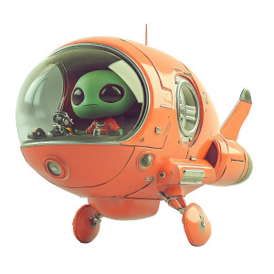 Cute Stubby Spaceship Vinyl Car Decal Sticker – Waterproof & UV-Resistant 8"