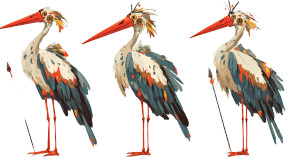 Stylized Stork Warrior Vinyl Car Decal Sticker – Waterproof & UV-Resistant 8"