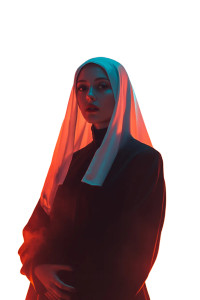 Cinematic Nun Portrait Vinyl Car Decal Sticker – Waterproof & UV-Resistant 8"