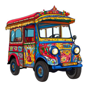 Colorful Indian Tuktuk Vinyl Car Decal Sticker – Waterproof & UV-Resistant 8"