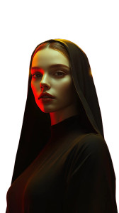 Nun With Neon Halo V2 Vinyl Car Decal Sticker – Waterproof & UV-Resistant 8" Nun With Neon Halo V2 Vinyl Car Decal Sticker – Waterproof & UV-Resistant 8"