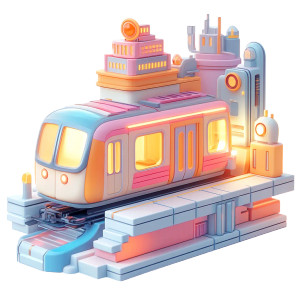 Futuristic Train Platform Vinyl Car Decal Sticker – Waterproof & UV-Resistant 8"