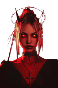 Female Devil Portrait Vinyl Car Decal Sticker – Waterproof & UV-Resistant 8"