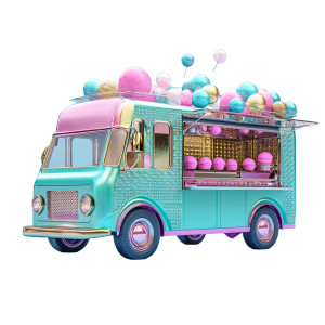 Cyan Ice Cream Truck Vinyl Car Decal Sticker – Waterproof & UV-Resistant 8"