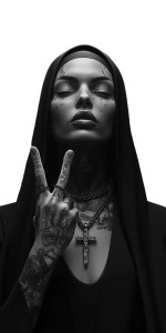 Tattooed Nun Poster Vinyl Car Decal Sticker – Waterproof & UV-Resistant 8"
