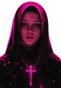 Nun In Neon Vinyl Car Decal Sticker – Waterproof & UV-Resistant 8" Nun In Neon Vinyl Car Decal Sticker – Waterproof & UV-Resistant 8"