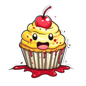 Surprised Cupcake Vinyl Car Decal Sticker – Waterproof & UV-Resistant 8"