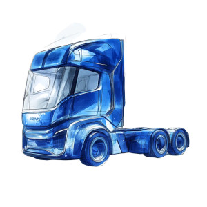 Eco-Friendly Blue Truck Vinyl Car Decal Sticker – Waterproof & UV-Resistant 8"