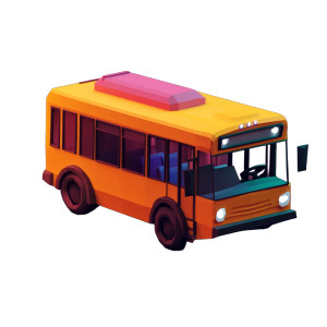 Lowpoly 3D Bus Vinyl Car Decal Sticker – Waterproof & UV-Resistant 8"