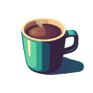 Pixel Art Coffee Mug Vinyl Car Decal Sticker – Waterproof & UV-Resistant 8"