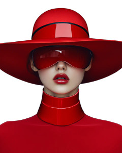 Surreal Red Hat Portrait Vinyl Car Decal Sticker – Waterproof & UV-Resistant 8"