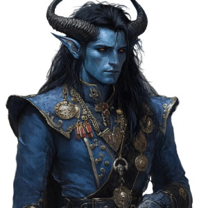 Blue Tiefling General Vinyl Car Decal Sticker – Waterproof & UV-Resistant 8"