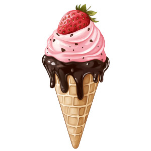 Strawberry Choco Icecream Vinyl Car Decal Sticker – Waterproof & UV-Resistant 8"