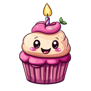 Birthday Cupcake Cartoon Vinyl Car Decal Sticker – Waterproof & UV-Resistant 8"