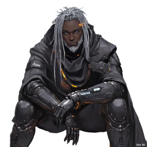 Futuristic Warrior Sage Vinyl Car Decal Sticker – Waterproof & UV-Resistant 8"