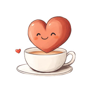 Coffee Heart Cartoon Vinyl Car Decal Sticker – Waterproof & UV-Resistant 8"