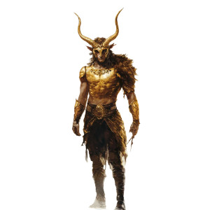 Golden Armored Faun Vinyl Car Decal Sticker – Waterproof & UV-Resistant 8"