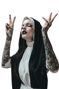 Tattooed Angry Nun Vinyl Car Decal Sticker – Waterproof & UV-Resistant 8"
