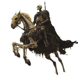 Skeletal Knight Messenger Vinyl Car Decal Sticker – Waterproof & UV-Resistant 8"
