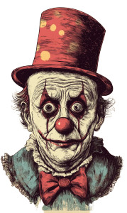 Sad Clown Illustration Vinyl Car Decal Sticker – Waterproof & UV-Resistant 8"