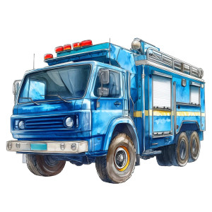 Blue Firefighter Truck Vinyl Car Decal Sticker – Waterproof & UV-Resistant 8"