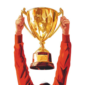 Golden Trophy Victory Vinyl Car Decal Sticker – Waterproof & UV-Resistant 8"