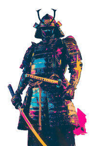 Vintage Samurai Poster V2 Vinyl Car Decal Sticker – Waterproof & UV-Resistant 8"