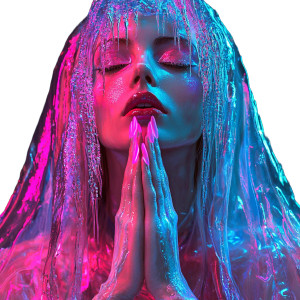 Futuristic Madonna Prayer Vinyl Car Decal Sticker – Waterproof & UV-Resistant 8"