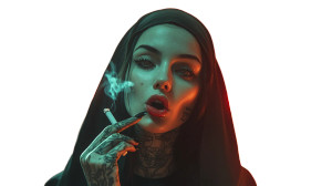 Tattooed Nun Smoking V4 Vinyl Car Decal Sticker – Waterproof & UV-Resistant 8" Tattooed Nun Smoking V4 Vinyl Car Decal Sticker – Waterproof & UV-Resistant 8"