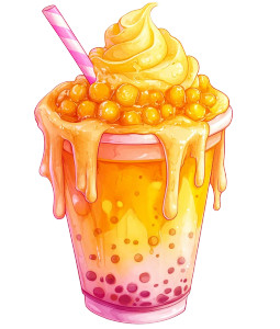 Mango Boba Tea Vinyl Car Decal Sticker – Waterproof & UV-Resistant 8"