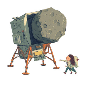 Girl Astronaut Stone Vinyl Car Decal Sticker – Waterproof & UV-Resistant 8"