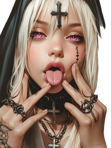 Blonde Nun Art Vinyl Car Decal Sticker – Waterproof & UV-Resistant 8"