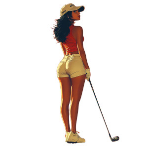 Female Golfer Pose Vinyl Car Decal Sticker – Waterproof & UV-Resistant 8"