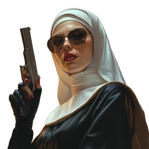 Gangster Nun Vinyl Car Decal Sticker – Waterproof & UV-Resistant 8"