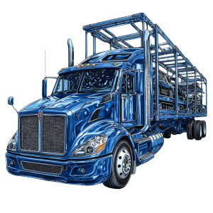 Blue Car Carrier Vinyl Car Decal Sticker – Waterproof & UV-Resistant 8"
