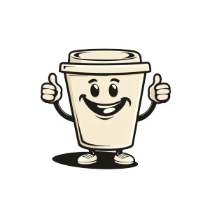 Vintage Coffee Cup Mascot Vinyl Car Decal Sticker – Waterproof & UV-Resistant 8"