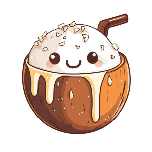 Kawaii Brown Coconut Vinyl Car Decal Sticker – Waterproof & UV-Resistant 8"
