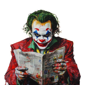 Joker With Newspaper Vinyl Car Decal Sticker – Waterproof & UV-Resistant 8"