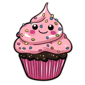Kawaii Cupcake V4 Vinyl Car Decal Sticker – Waterproof & UV-Resistant 8"