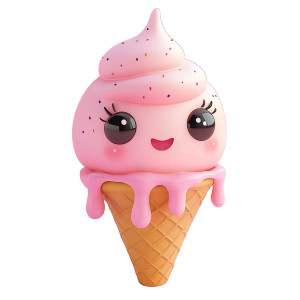 Kawaii Pink Ice Cream Vinyl Car Decal Sticker – Waterproof & UV-Resistant 8"