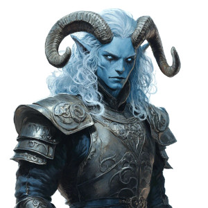 Blue Tiefling Warrior V4 Vinyl Car Decal Sticker – Waterproof & UV-Resistant 8"