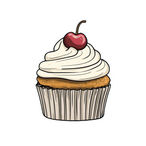 Cartoon Cupcake V2 Vinyl Car Decal Sticker – Waterproof & UV-Resistant 8"