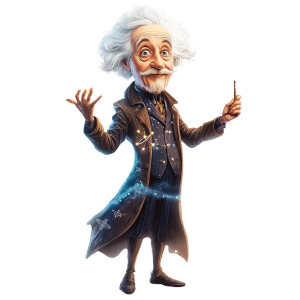 Wizard Einstein Caricature Vinyl Car Decal Sticker – Waterproof & UV-Resistant 8"