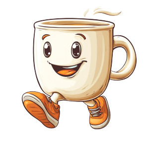 Running Coffee Mug Vinyl Car Decal Sticker – Waterproof & UV-Resistant 8"