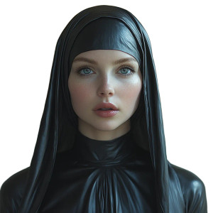 Leather Nun Portrait Vinyl Car Decal Sticker – Waterproof & UV-Resistant 8"