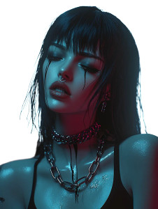 Gothic Cyberpunk Woman V5 Vinyl Car Decal Sticker – Waterproof & UV-Resistant 8"