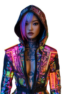 Cyberpunk Neon Woman Vinyl Car Decal Sticker – Waterproof & UV-Resistant 8"