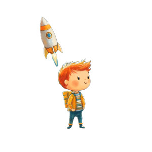 Space Rocket Illustration Vinyl Car Decal Sticker – Waterproof & UV-Resistant 8"