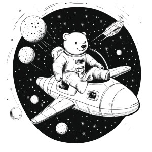 Bear In Space Vinyl Car Decal Sticker – Waterproof & UV-Resistant 8" Bear In Space Vinyl Car Decal Sticker – Waterproof & UV-Resistant 8"