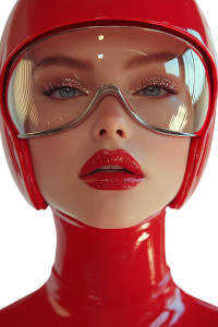 Red Latex Suit Vinyl Car Decal Sticker – Waterproof & UV-Resistant 8"